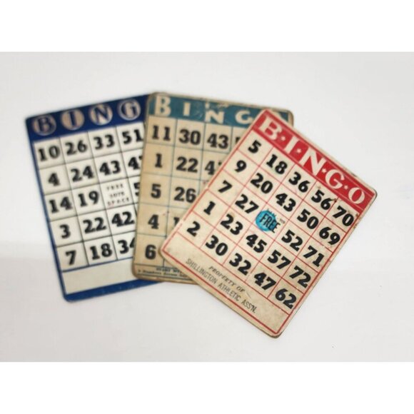 Vintage Bingo Cards Set Of 3 -Collectible Game Accessories - Picture 9 of 14